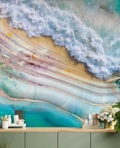 mural abstracto de mar y geoda mural abstracto de mar y geoda