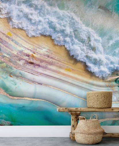 murale astratto con mare e geode