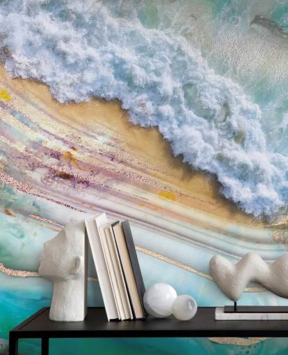 abstract sea and geode mural abstract sea and geode mural