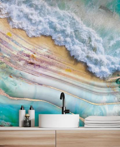 abstract sea and geode mural abstract sea and geode mural