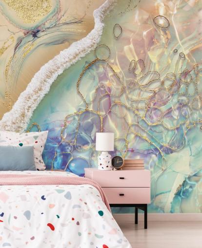 fresque murale abstraite pastel