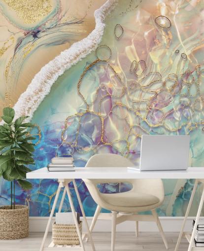 fresque murale abstraite pastel