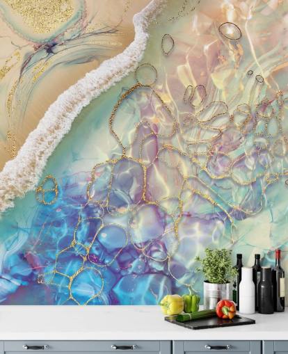 fresque murale abstraite pastel