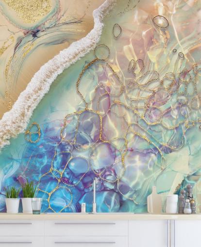 fresque murale abstraite pastel