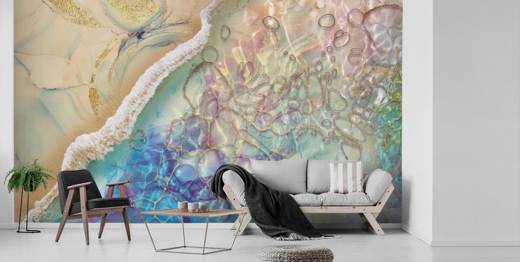 abstracte muurschildering in pastelkleuren abstracte muurschildering in pastelkleuren