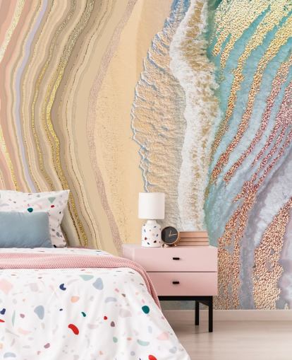 pastellfarbene Geode-Wandmalerei