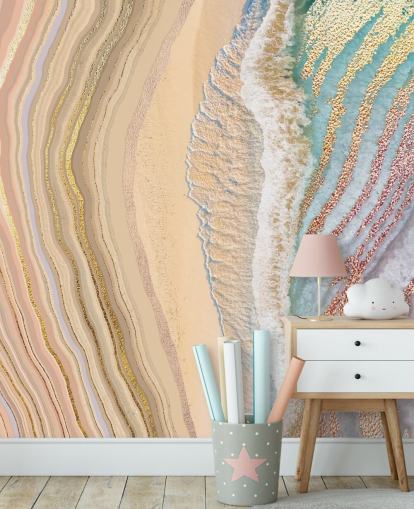 muurschildering met pastelkleurige geodes muurschildering met pastelkleurige geodes