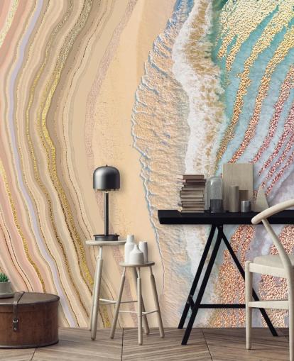 pastellfarbene Geode-Wandmalerei