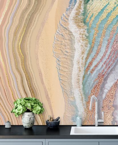 murale con geode pastello