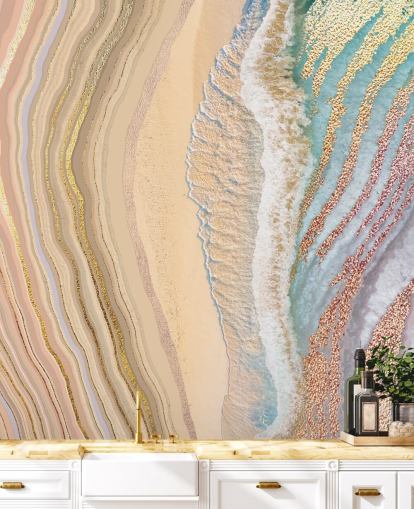 murale con geode pastello