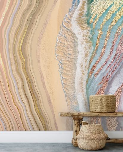 pastellfarbene Geode-Wandmalerei