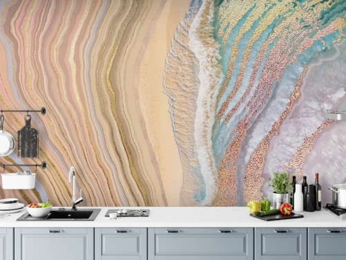 muurschildering met pastelkleurige geodes muurschildering met pastelkleurige geodes