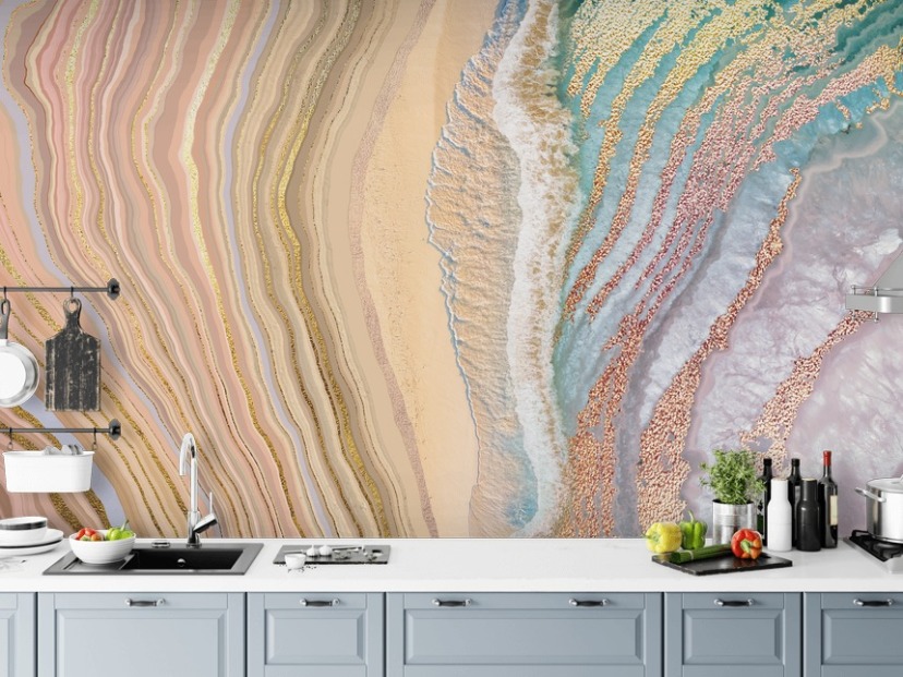 muurschildering met pastelkleurige geodes muurschildering met pastelkleurige geodes