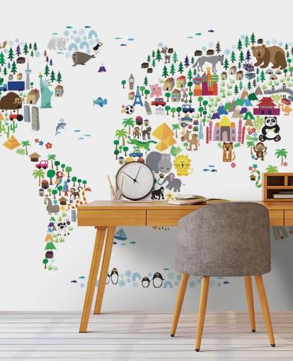 Animal Map of the World wallpaper mural Animal Map of the World wallpaper mural