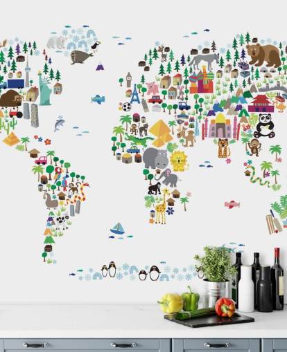 Animal Map of the World wallpaper mural Animal Map of the World wallpaper mural