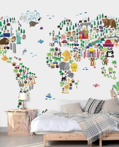 Animal Map of the World wallpaper mural Animal Map of the World wallpaper mural