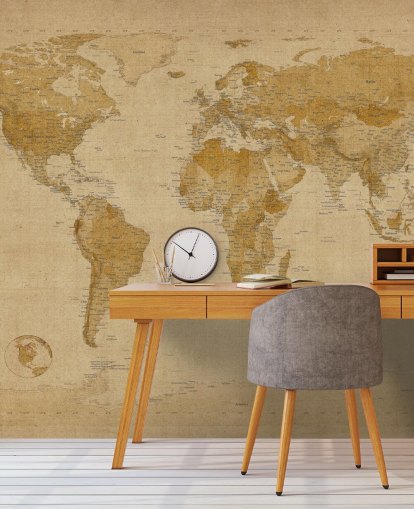 mural antiguo de un mapa del mundo