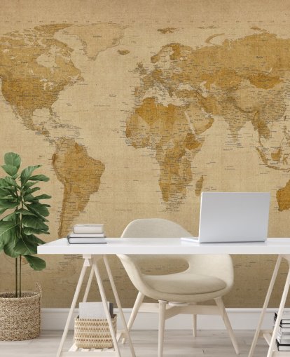 antieke muurschildering van de wereldkaart antieke muurschildering van de wereldkaart