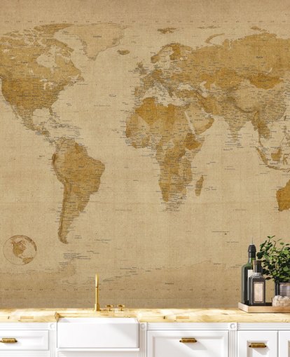 mural antiguo de un mapa del mundo