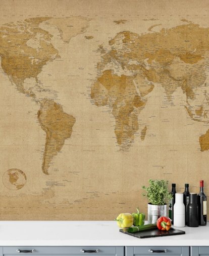 mural antiguo de un mapa del mundo