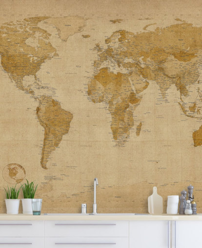 antieke muurschildering van de wereldkaart antieke muurschildering van de wereldkaart