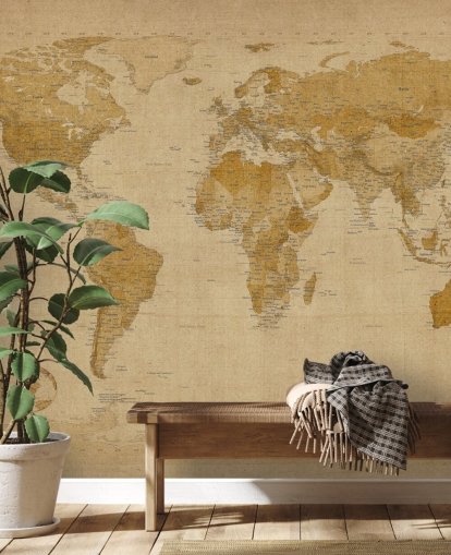 mural antiguo de un mapa del mundo