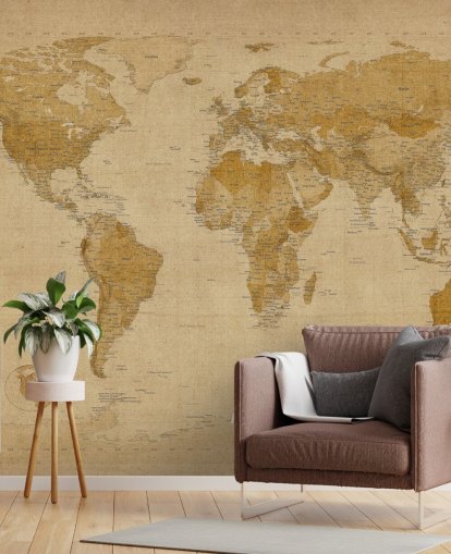 mural antiguo de un mapa del mundo