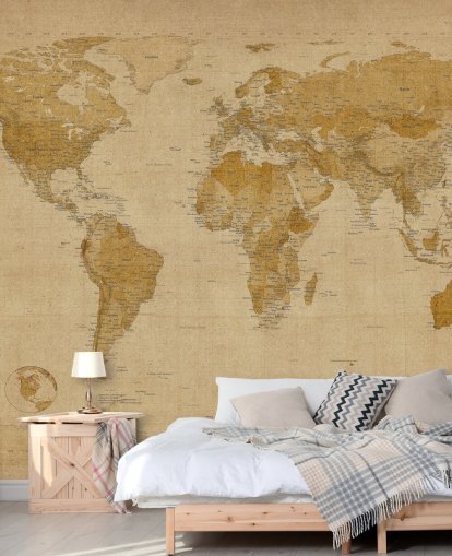 mural antiguo de un mapa del mundo