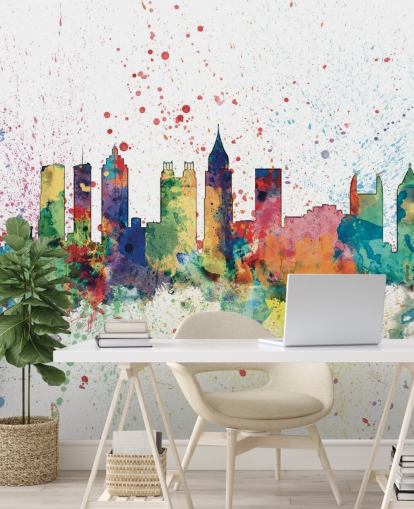 Atlanta Georgia skyline vægmaleri Atlanta Georgia skyline vægmaleri