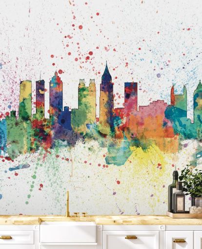 Atlanta Georgia skyline väggmålning Atlanta Georgia skyline väggmålning