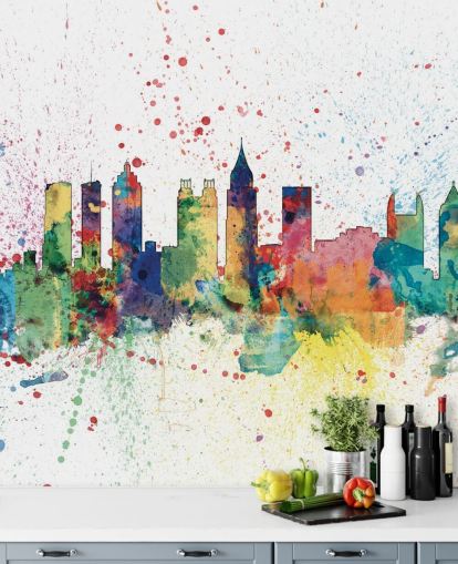Atlanta Georgia skyline vægmaleri Atlanta Georgia skyline vægmaleri