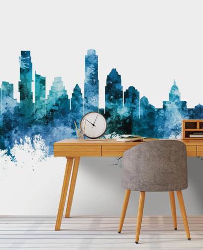 Fotobehang Austin, Texas Blue Skyline Fotobehang Austin, Texas Blue Skyline