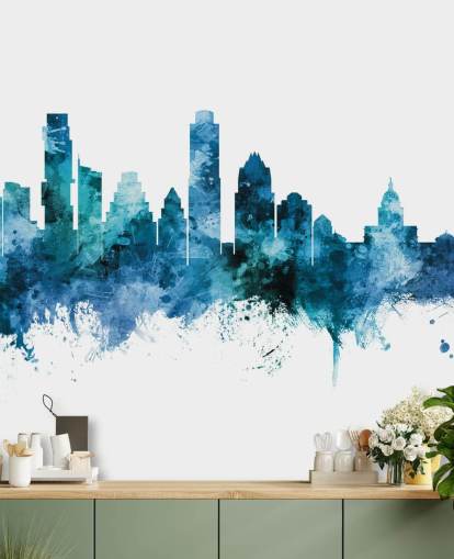 Austin, Texas Blue Skyline Wall Mural