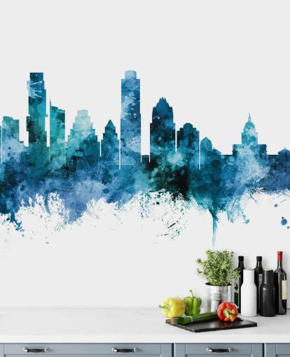 Austin, Texas Fototapete mit blauer Skyline Austin, Texas Fototapete mit blauer Skyline