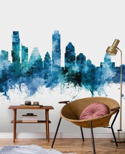 Decorazione murale con skyline blu di Austin, Texas