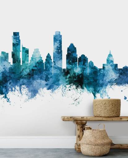 Austin, Texas Blue Skyline veggmaleri