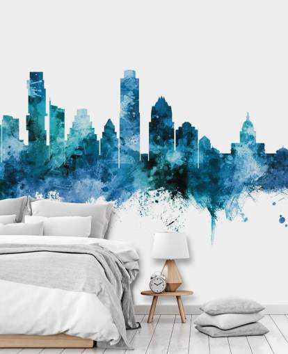 Austin, Texas Blue Skyline Wall Mural Austin, Texas Blue Skyline Wall Mural