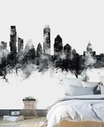 Austin, Texas Skyline murale in bianco e nero Austin, Texas Skyline murale in bianco e nero