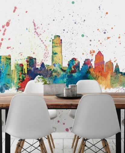Austin Texas Skyline Wandbild mit Farbspritzer