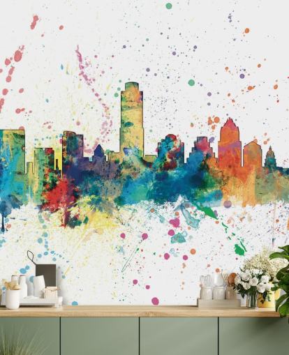 Austin Texas Skyline Wandbild mit Farbspritzer