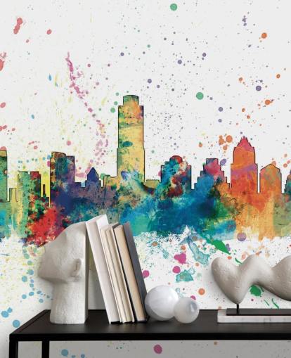Austin Texas Skyline Wandbild mit Farbspritzer