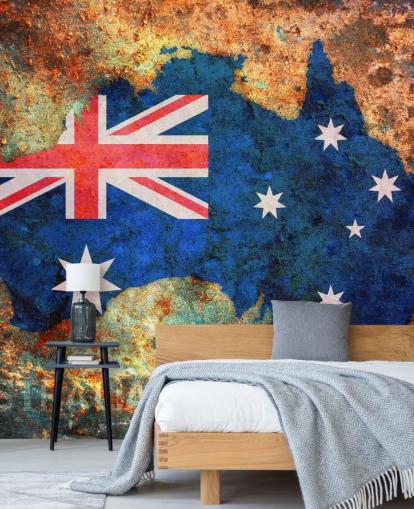 australia flag on rust wallpaper mural australia flag on rust wallpaper mural