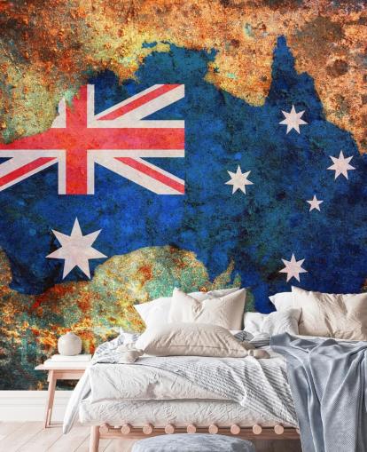 Australian lippu ruosteessa taustakuvamaalaus