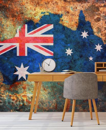 australia flag on rust wallpaper mural australia flag on rust wallpaper mural