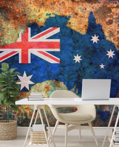 mural de papel pintado con bandera de Australia sobre óxido mural de papel pintado con bandera de Australia sobre óxido