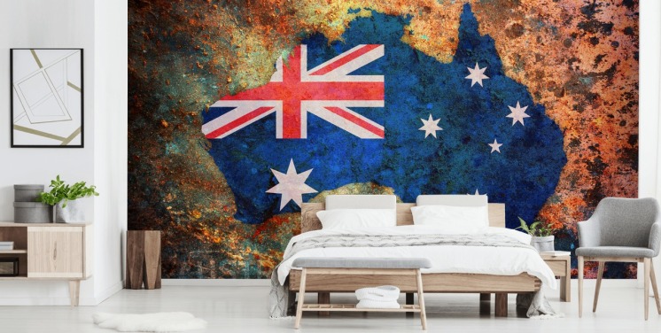 australien flag på rust tapet vægmaleri