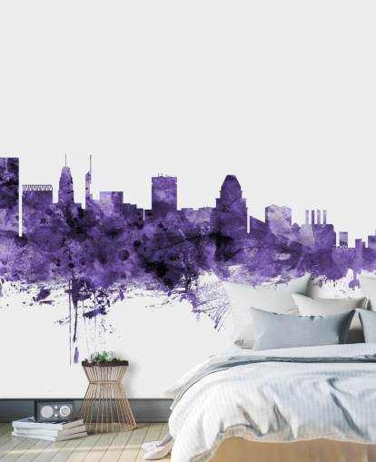 Mural de papel de parede Blue Skyline de Baltimore, Maryland
