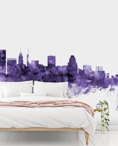 Mural de papel de parede Blue Skyline de Baltimore, Maryland