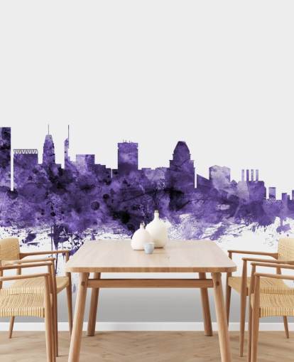 Baltimore, Maryland Blue Skyline Wallpaper Mural Baltimore, Maryland Blue Skyline Wallpaper Mural