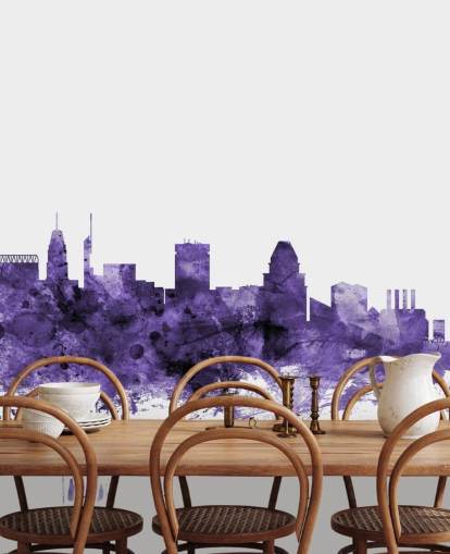 Baltimore, Maryland Blue Skyline Wallpaper Mural